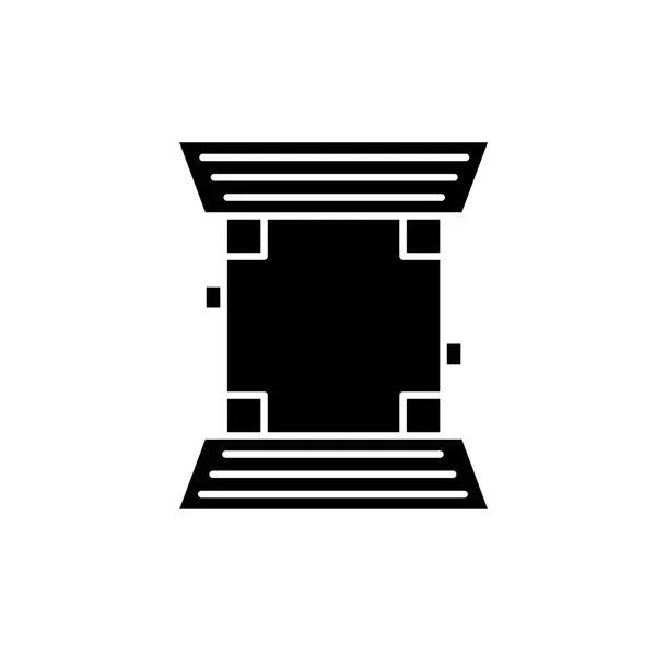 Campo de béisbol icono negro, signo vectorial sobre fondo aislado. Campo de béisbol concepto símbolo, ilustración — Vector de stock