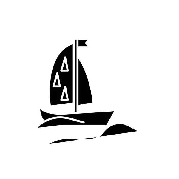 Sport yacht czarny ikona, wektor znak, na na białym tle. Sport yacht koncepcja symbol, ilustracja — Wektor stockowy