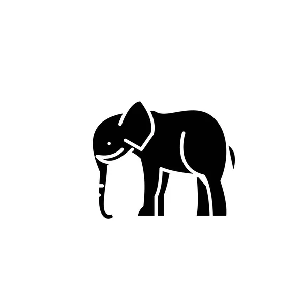 Indyjski słoń czarny ikona, wektor znak, na na białym tle. Słoń indyjski pojęcie symbolu, ilustracja — Wektor stockowy