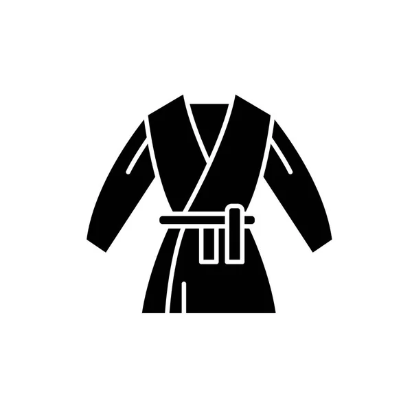 Kimono schwarzes Symbol, Vektorzeichen auf isoliertem Hintergrund. Kimono-Konzept Symbol, Illustration — Stockvektor