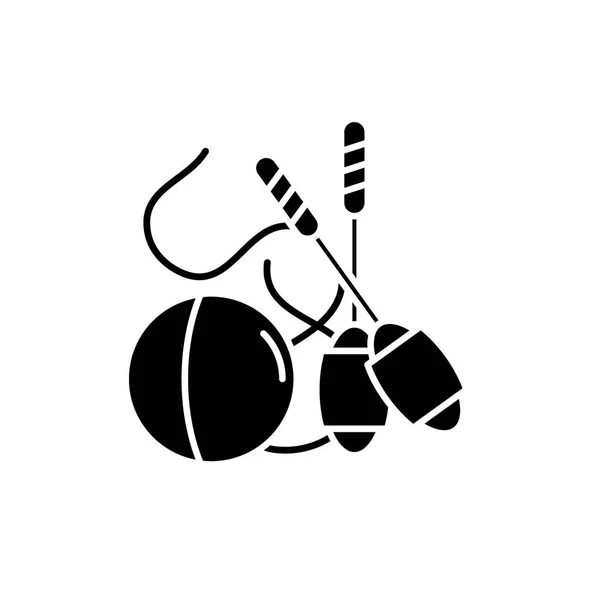 Fácil gimnasia icono negro, signo vectorial sobre fondo aislado. Símbolo de concepto de gimnasia fácil, ilustración — Vector de stock