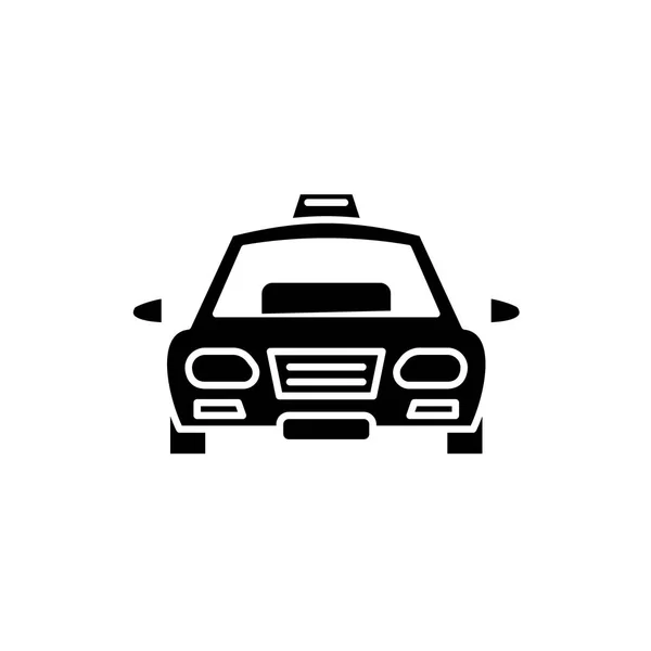 タクシーの黒いアイコン、ベクトル分離背景に記号。タクシー コンセプト シンボルの図 — ストックベクタ