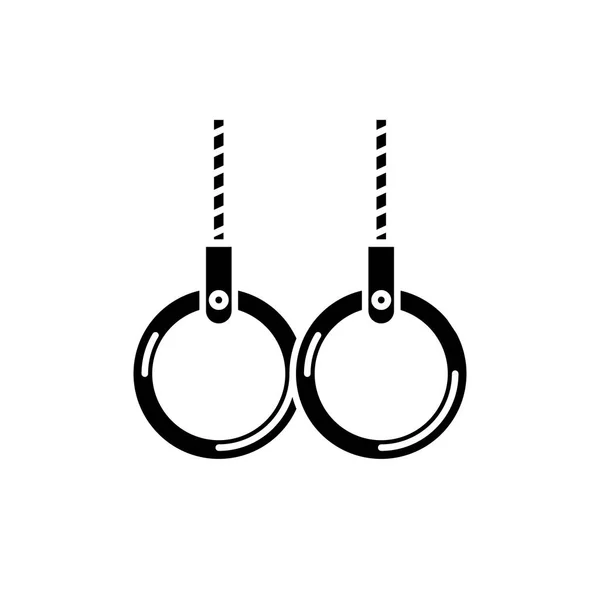 Anéis para ginástica ícone preto, sinal de vetor em fundo isolado. Anéis para ginástica conceito símbolo, ilustração — Vetor de Stock