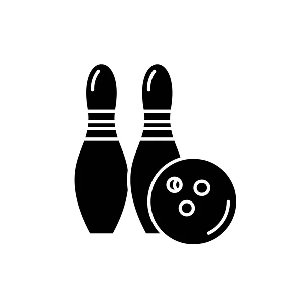 Bowling schwarzes Symbol, Vektor-Zeichen auf isoliertem Hintergrund. Bowling-Konzept Symbol, Illustration — Stockvektor