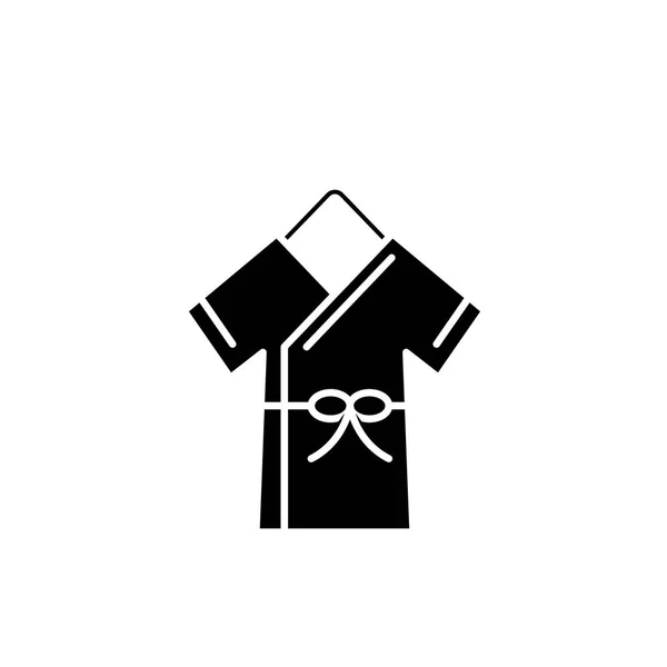 Bademantel schwarzes Symbol, Vektorzeichen auf isoliertem Hintergrund. Bademantel-Konzept Symbol, Illustration — Stockvektor
