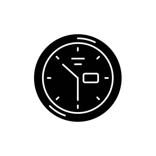 Wanduhr schwarzes Symbol, Vektor-Zeichen auf isoliertem Hintergrund. Wanduhr-Konzept Symbol, Illustration — Stockvektor