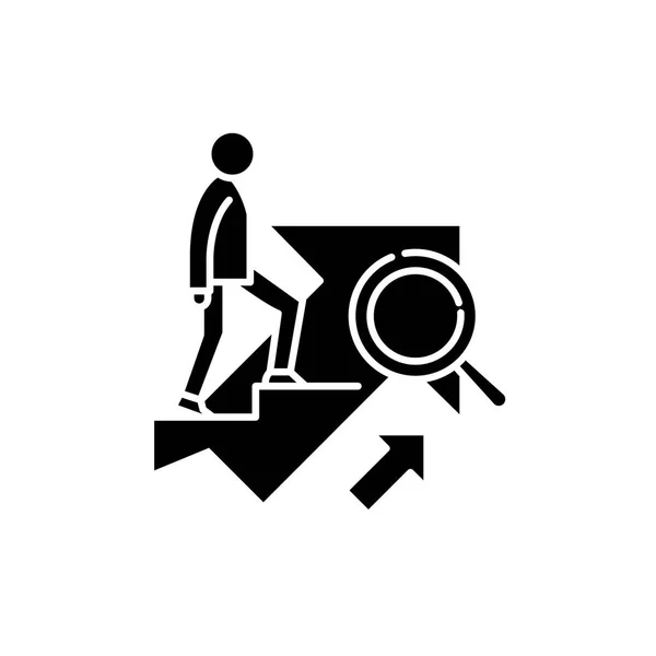 个人目标黑色图标, 在孤立的背景上的矢量符号。个人目标概念标志, 例证 — 图库矢量图片
