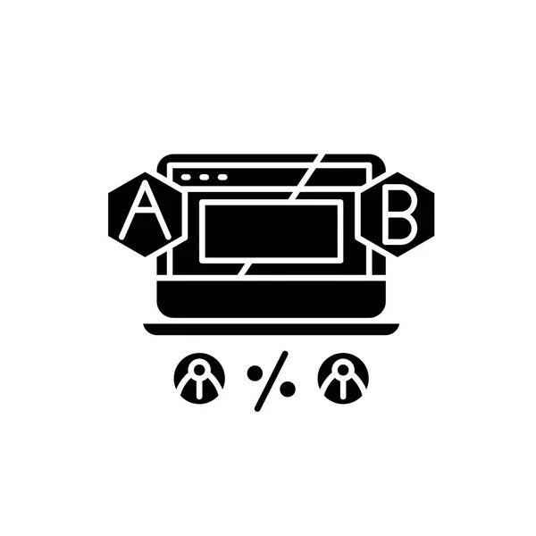 Ab test icona nera, segno vettoriale su sfondo isolato. Simbolo del concetto di test Ab, illustrazione — Vettoriale Stock