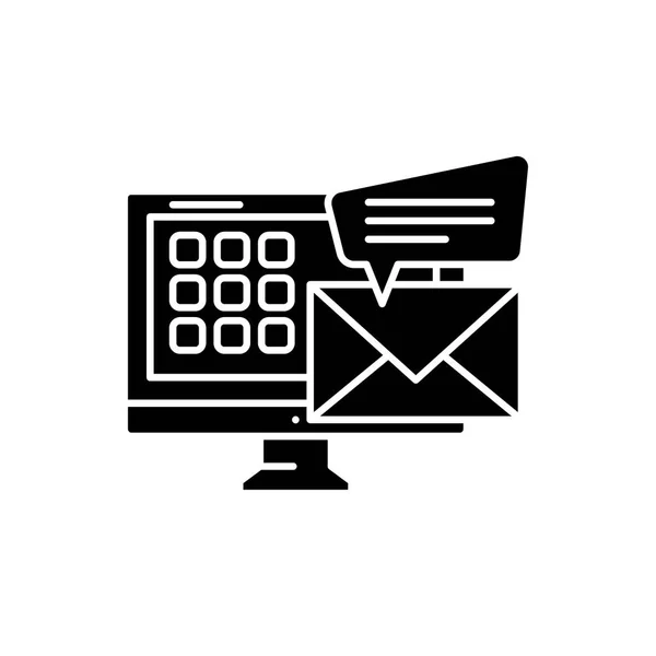 E-Mail schwarzes Symbol, Vektorzeichen auf isoliertem Hintergrund. E-Mail Konzeptsymbol, Illustration — Stockvektor