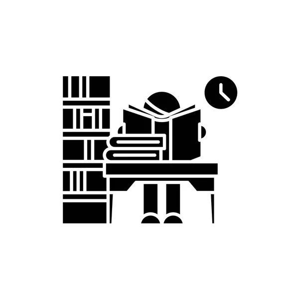 Biblioteca icono negro, signo vectorial sobre fondo aislado. Símbolo de concepto de biblioteca, ilustración — Archivo Imágenes Vectoriales