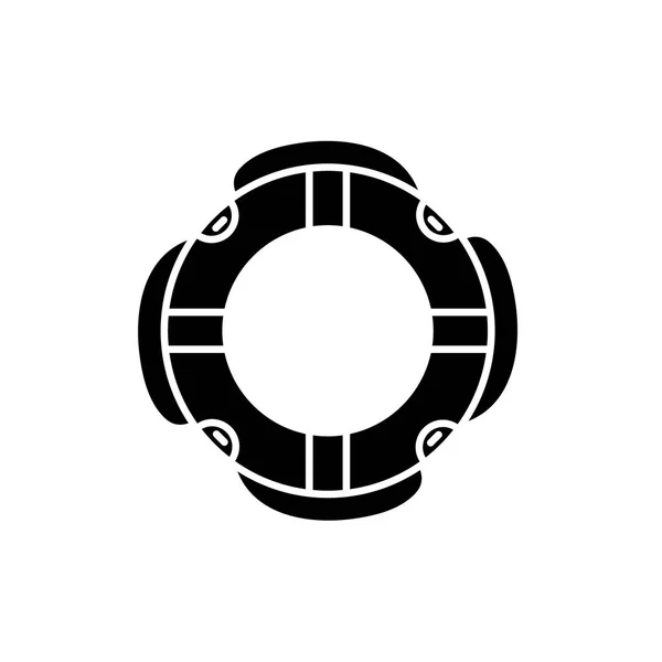 Insuarance lifebuoy ícone preto, sinal de vetor em fundo isolado. Insuarance lifebuoy conceito símbolo, ilustração —  Vetores de Stock