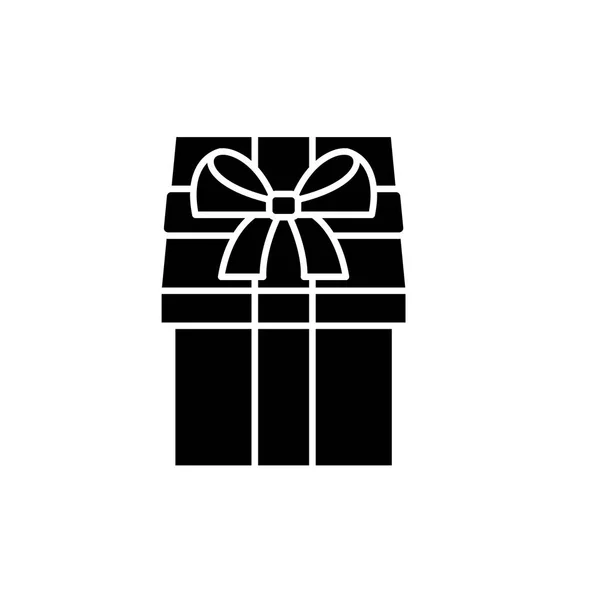 Geschenkpapier schwarzes Symbol, Vektor-Zeichen auf isoliertem Hintergrund. Geschenkpapier-Konzept Symbol, Illustration — Stockvektor