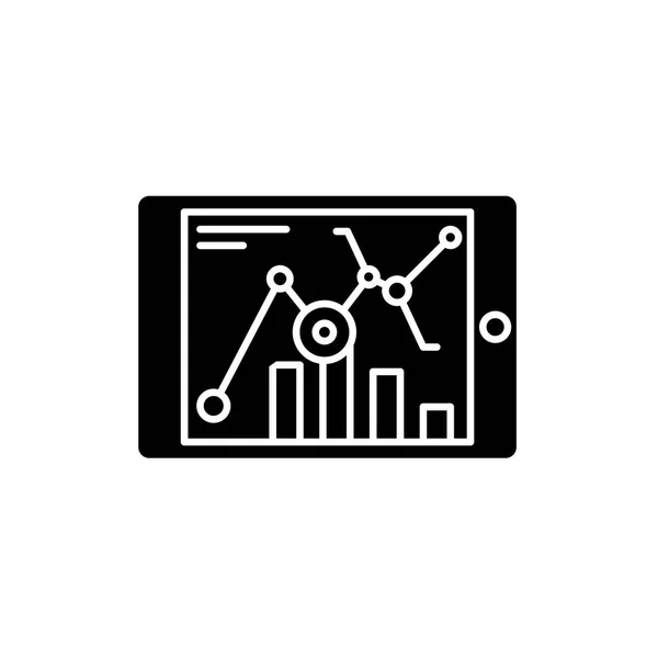 Statistiche online icona nera, segno vettoriale su sfondo isolato. Simbolo del concetto di statistica online, illustrazione — Vettoriale Stock