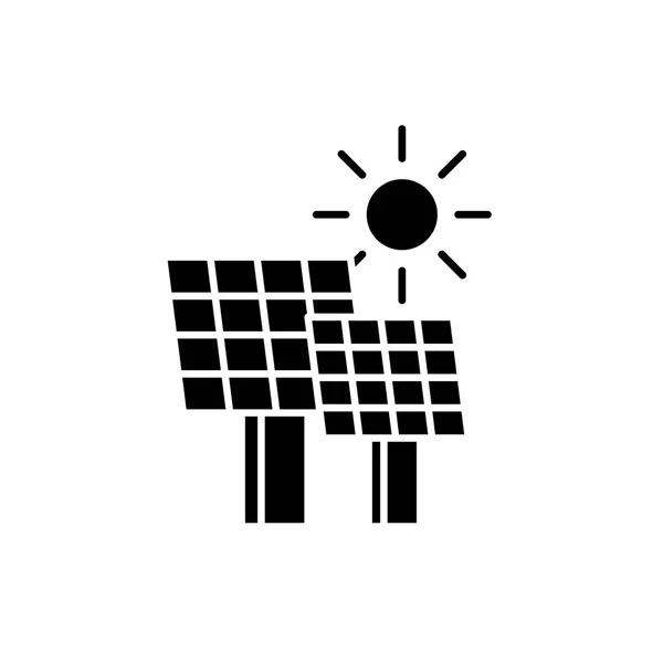 Černá solární energie ikonu, vektor znamení na izolované pozadí. Solární energie koncepce symbol, ilustrace — Stockový vektor