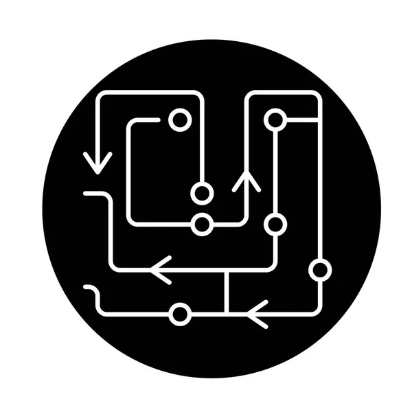 Algoritmen zwarte computerpictogram, vector teken op geïsoleerde achtergrond. Computer algoritmen concept symbool, afbeelding — Stockvector