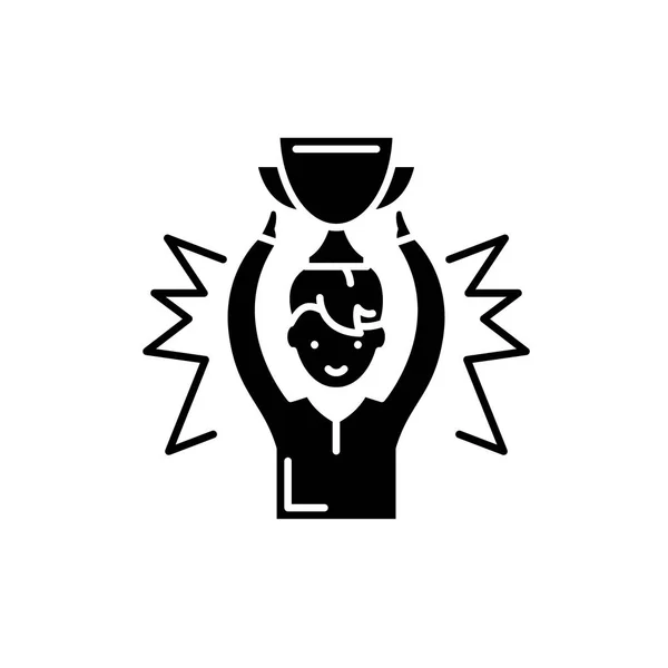 Icono negro medallista, signo vectorial sobre fondo aislado. Símbolo concepto medallista, ilustración — Vector de stock