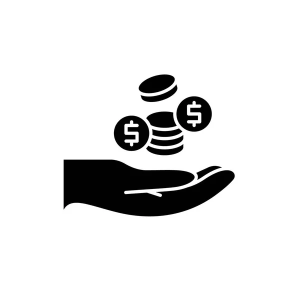 Monedas icono negro, signo vectorial sobre fondo aislado. Monedas concepto símbolo, ilustración — Vector de stock