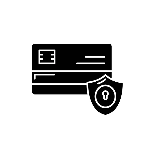 Icono negro de seguridad de pago, signo vectorial en fondo aislado. Símbolo de concepto de seguridad de pago, ilustración — Vector de stock