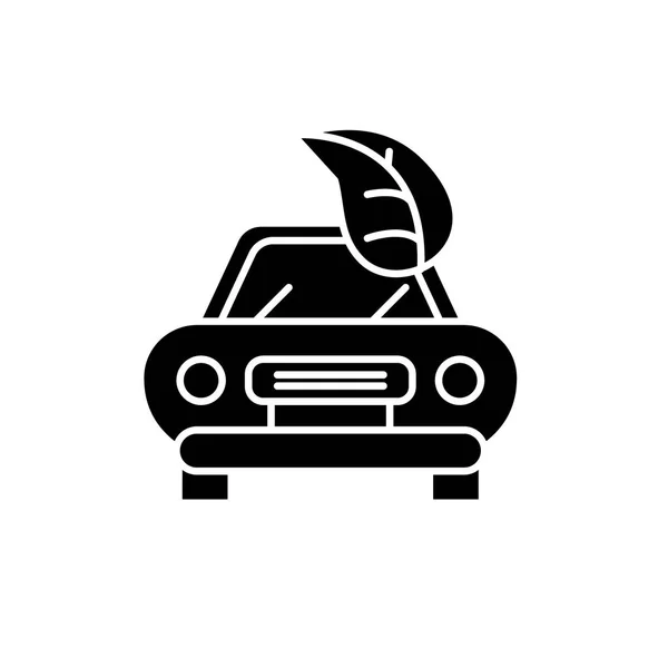 レトロな車が黒いアイコン ベクトル分離背景に記号。レトロな車コンセプト シンボルの図 — ストックベクタ