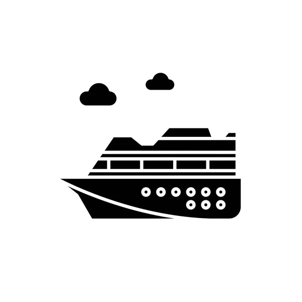 Cruise gemi siyah simgesi, izole arka plan tabelada vektör. Cruise Gemi kavramı sembol, illüstrasyon — Stok Vektör