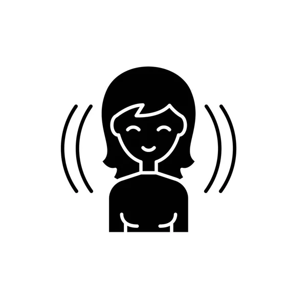 Female user black icon, vector sign on isolated background. Female user concept symbol, illustration