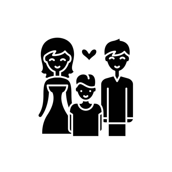 Rodina se dítě černou ikonou, vektor znamení na izolované pozadí. Rodina s dítě koncept symbolem, ilustrace — Stockový vektor