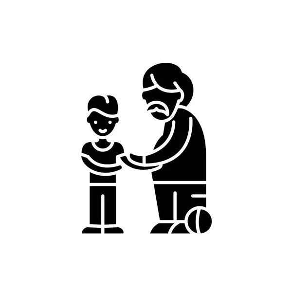 Syn i ojciec czarny ikona, wektor znak, na na białym tle. Syn i ojciec pojęcie symbolu, ilustracja — Wektor stockowy
