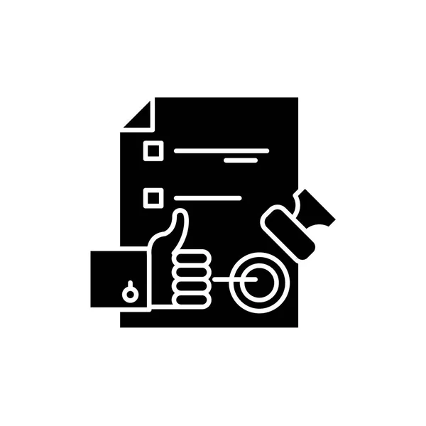 Sistema de control de calidad icono negro, signo vectorial sobre fondo aislado. Sistema de control de calidad símbolo de concepto, ilustración — Vector de stock