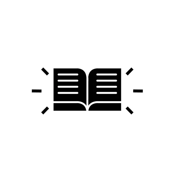 Icono negro de lectura, signo vectorial sobre fondo aislado. Símbolo de concepto de lectura, ilustración — Vector de stock