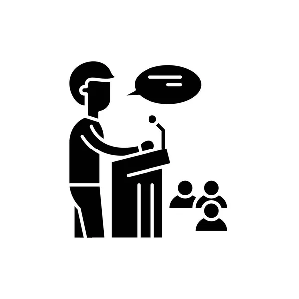 Haut-parleur icône noire, signe vectoriel sur fond isolé. Concept de haut-parleur symbole, illustration — Image vectorielle