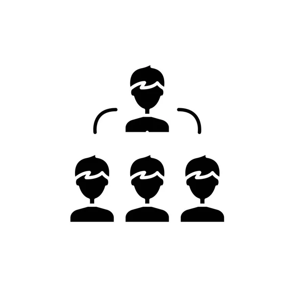 Équipe de travail icône noire, signe vectoriel sur fond isolé. Concept d'équipe de travail symbole, illustration — Image vectorielle