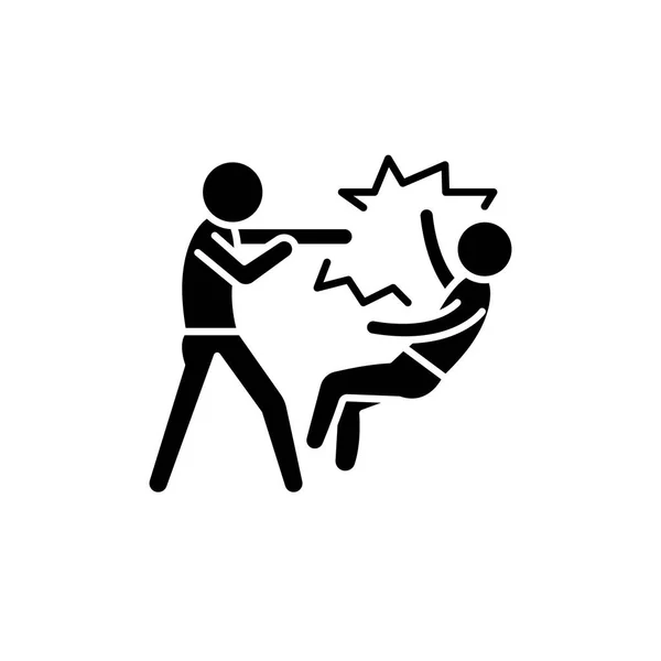 Combat icône noire, signe vectoriel sur fond isolé. Concept de combat symbole, illustration — Image vectorielle