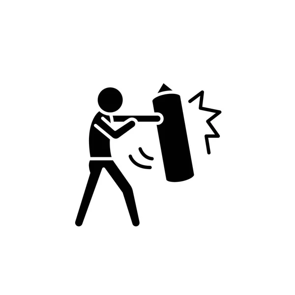 Punchbag icône noire, signe vectoriel sur fond isolé. Symbole de concept Punchbag, illustration — Image vectorielle