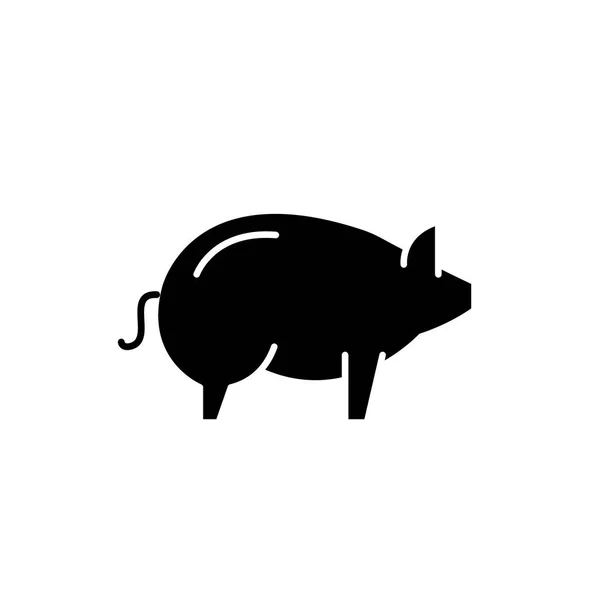 Schweinschwarzes Symbol, Vektorzeichen auf isoliertem Hintergrund. pig concept symbol, illustration — Stockvektor