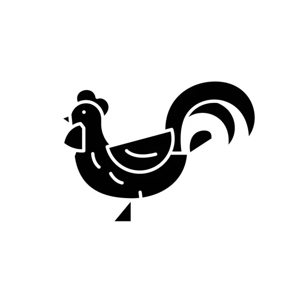 Linda polla icono negro, signo de vector en el fondo aislado. Lindo símbolo de concepto de polla, ilustración — Vector de stock