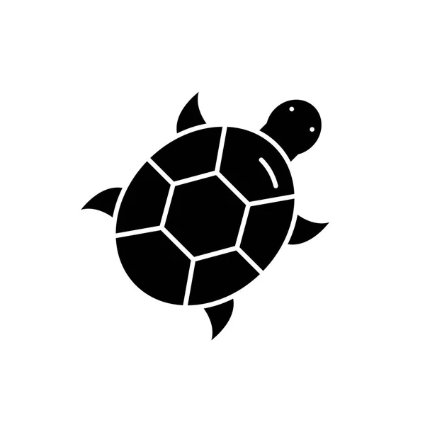 Icono negro tortuga, signo vectorial sobre fondo aislado. Concepto de tortuga símbolo, ilustración — Vector de stock