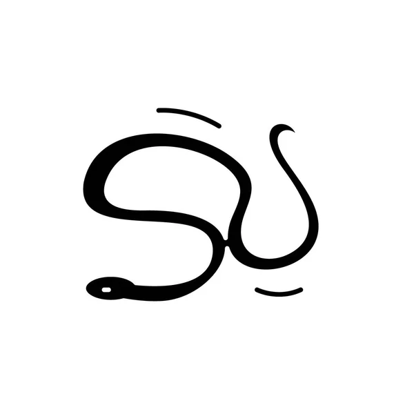 Черный значок змеи, векторный знак на изолированном фоне. Символ концепции змеи, иллюстрация — стоковый вектор