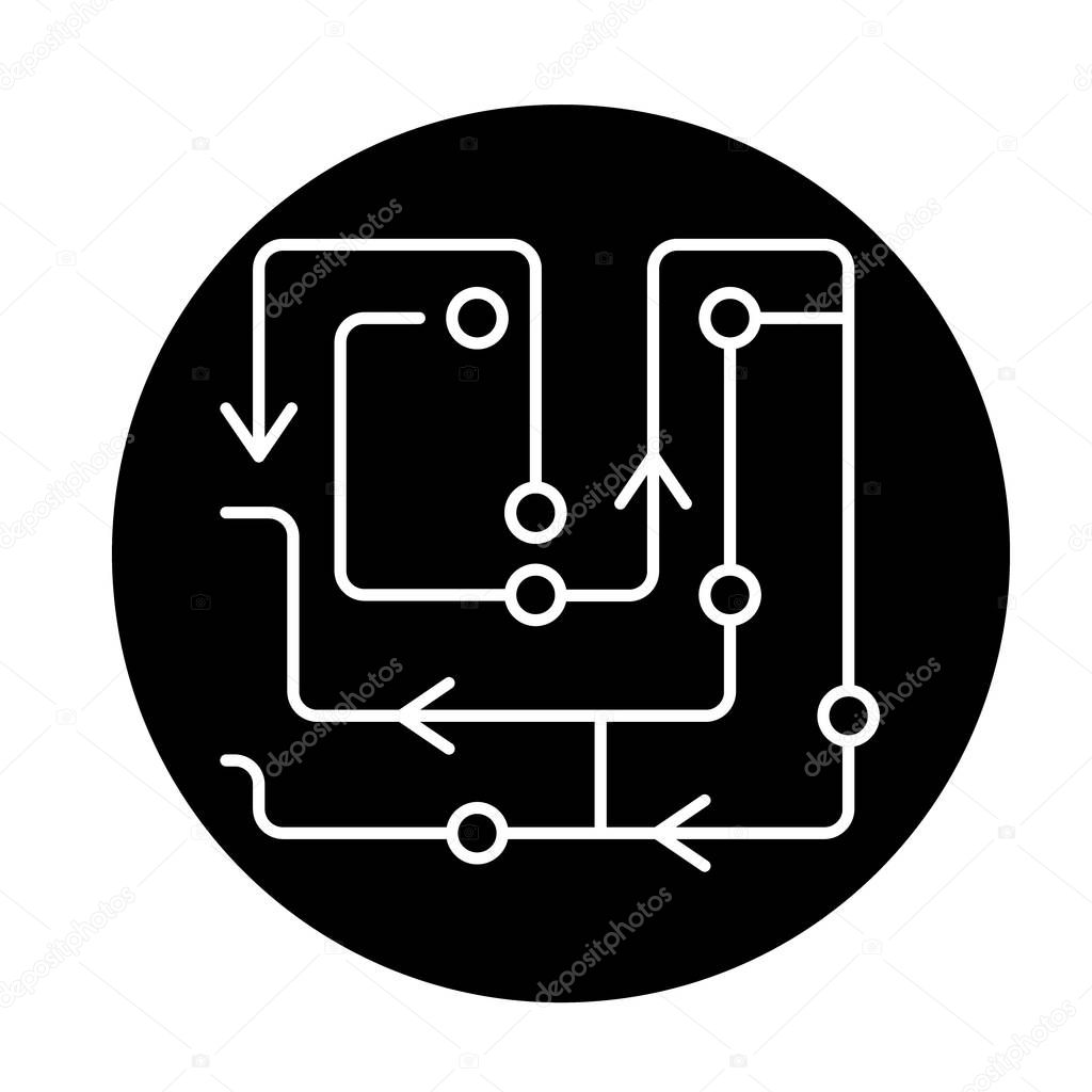 Algoritmos informáticos icono negro, signo vectorial sobre fondo ...