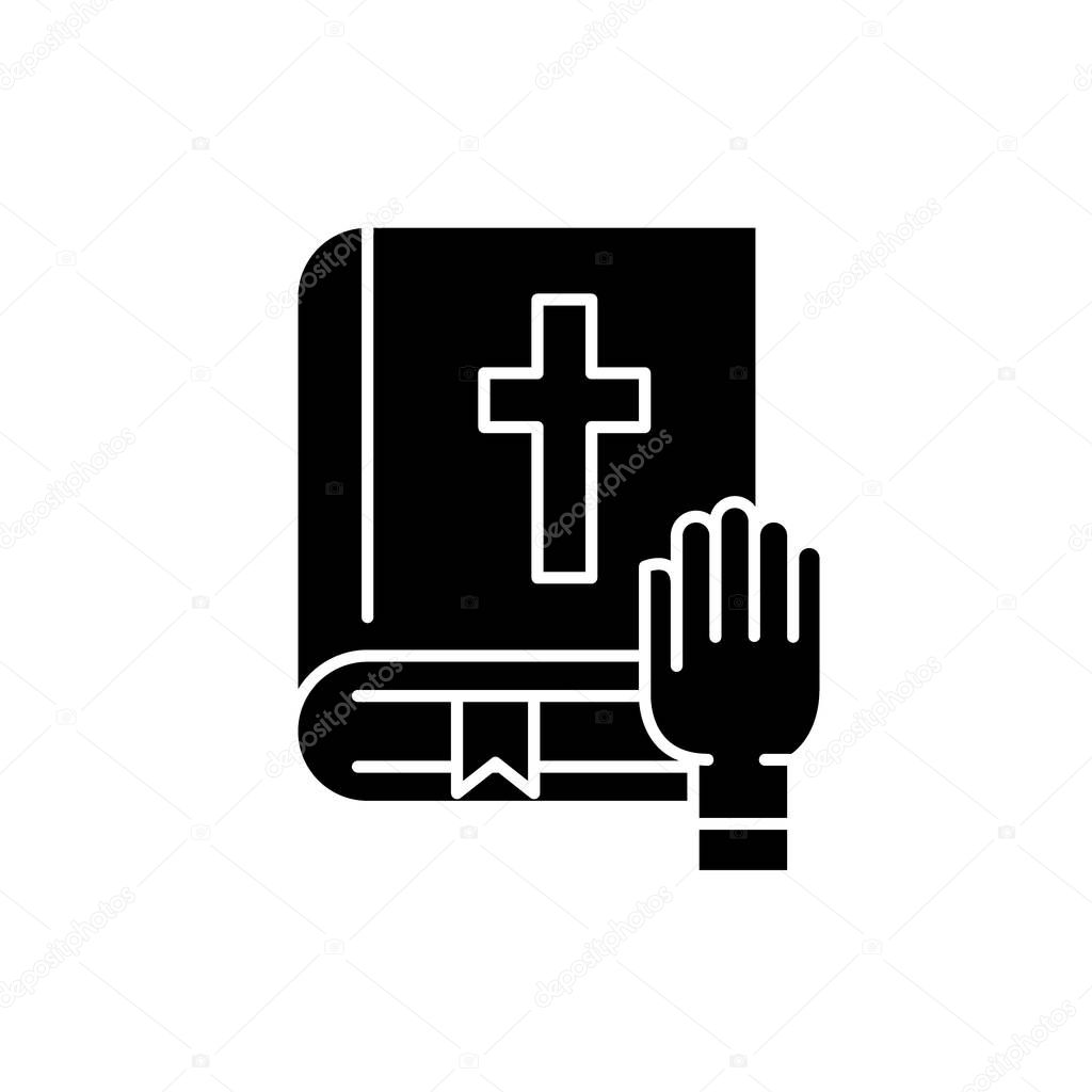 Oath black icon, vector sign on isolated background. Oath concept symbol, illustration 