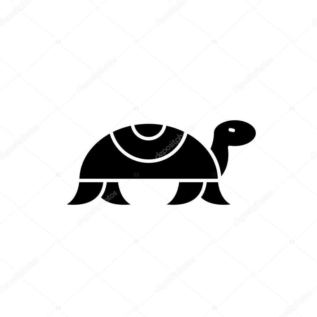 Turtle in motion black icon, vector sign on isolated background. Turtle in motion concept symbol, illustration 
