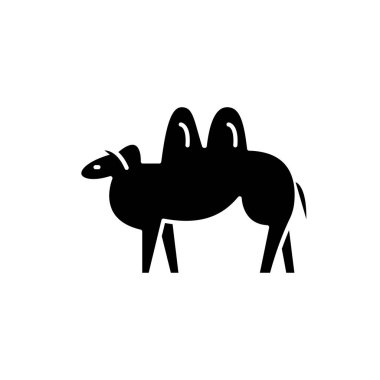 Deve siyah simgesi, kavram vektör izole arka plan üzerinde oturum açın. Deve illüstrasyon, sembol