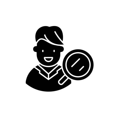 Seyirci araştırma siyah simgesini hedef, oturum açma izole arka plan vektör. Hedef izleyici araştırma kavramı sembol, illüstrasyon 