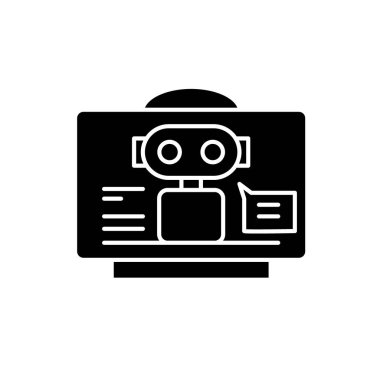 Sanal Yardımcısı siyah kutsal kişilerin resmi, vektör izole arka plan üzerinde işareti. Sanal Yardımcısı kavramı sembol, illüstrasyon 