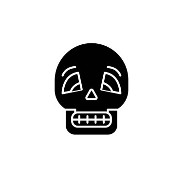 Kafatası siyah simgesi, kavram vektör izole arka plan üzerinde oturum açın. Kafatası şekil, sembol