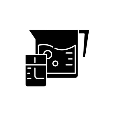 Taze meyve suyu siyah kutsal kişilerin resmi, vektör izole arka plan üzerinde işareti. Taze meyve suyu kavramı sembol, illüstrasyon 