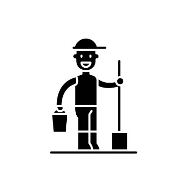 Bahçıvan siyah kutsal kişilerin resmi, vektör izole arka plan üzerinde işareti. Bahçıvan kavramı sembol, illüstrasyon 