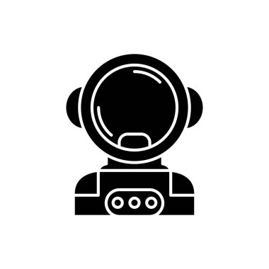 Kozmonot alanı siyah simgesinde izole arka plan tabelada vektör. Uzay kavramı sembol, illüstrasyon kozmonot 