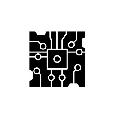 Siyah simge chip, izole arka plan tabelada vektör. Çip kavramı sembol, illüstrasyon 