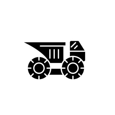 Büyük inşaat makine siyah kutsal kişilerin resmi, vektör izole arka plan üzerinde işareti. Büyük inşaat makine kavramı sembol, illüstrasyon 