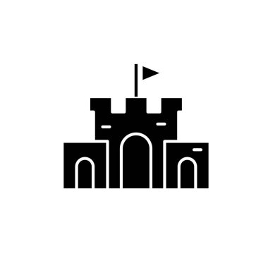 Kale siyah simgesi kum, izole arka plan tabelada vektör. Kumdan kale kavramı sembol, illüstrasyon 